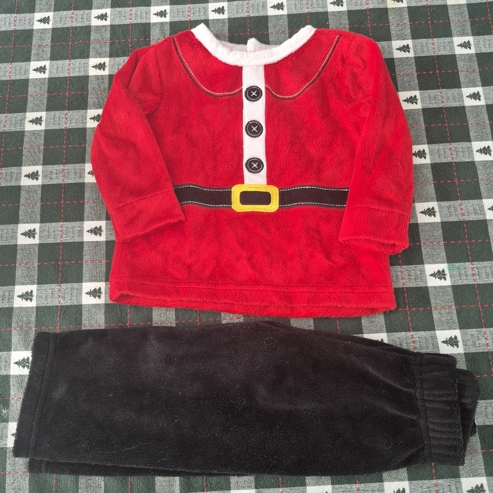 George Boys Fuzzy Chriatmas Santa Matching Set 6-12M